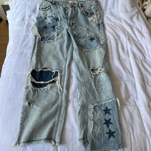 Free People distressed star jeans size 26 (fits more like a 27/28)